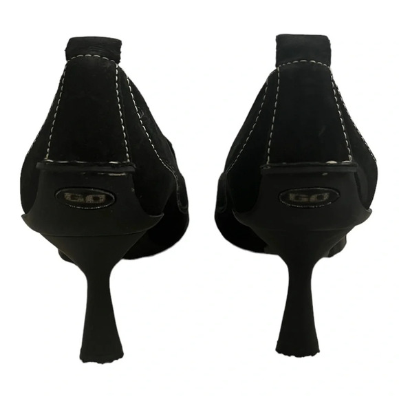 00’s Black Kitten Heels White Stitch 7 Sporty - Picture 4 of 5